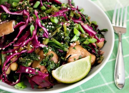 Cookin’ Greens Shiitake Mushroom Chickpea Stir Fry with Kale