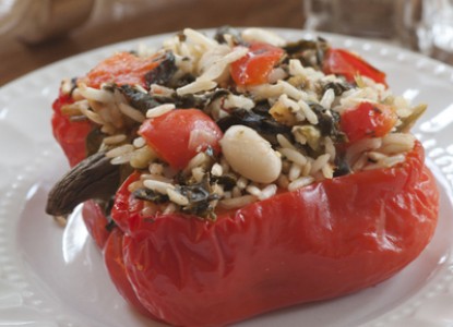 Cookin’ Greens Stuffed Red Peppers