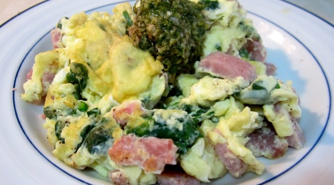 Green eggs and ham with cookin greens spinach - PHP