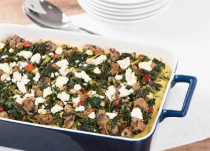 Cookin’ Greens Mediterranean Polenta Bake with Kale & Sausage
