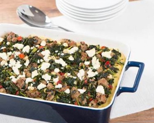 Cookin’ Greens Mediterranean Polenta Bake with Kale & Sausage